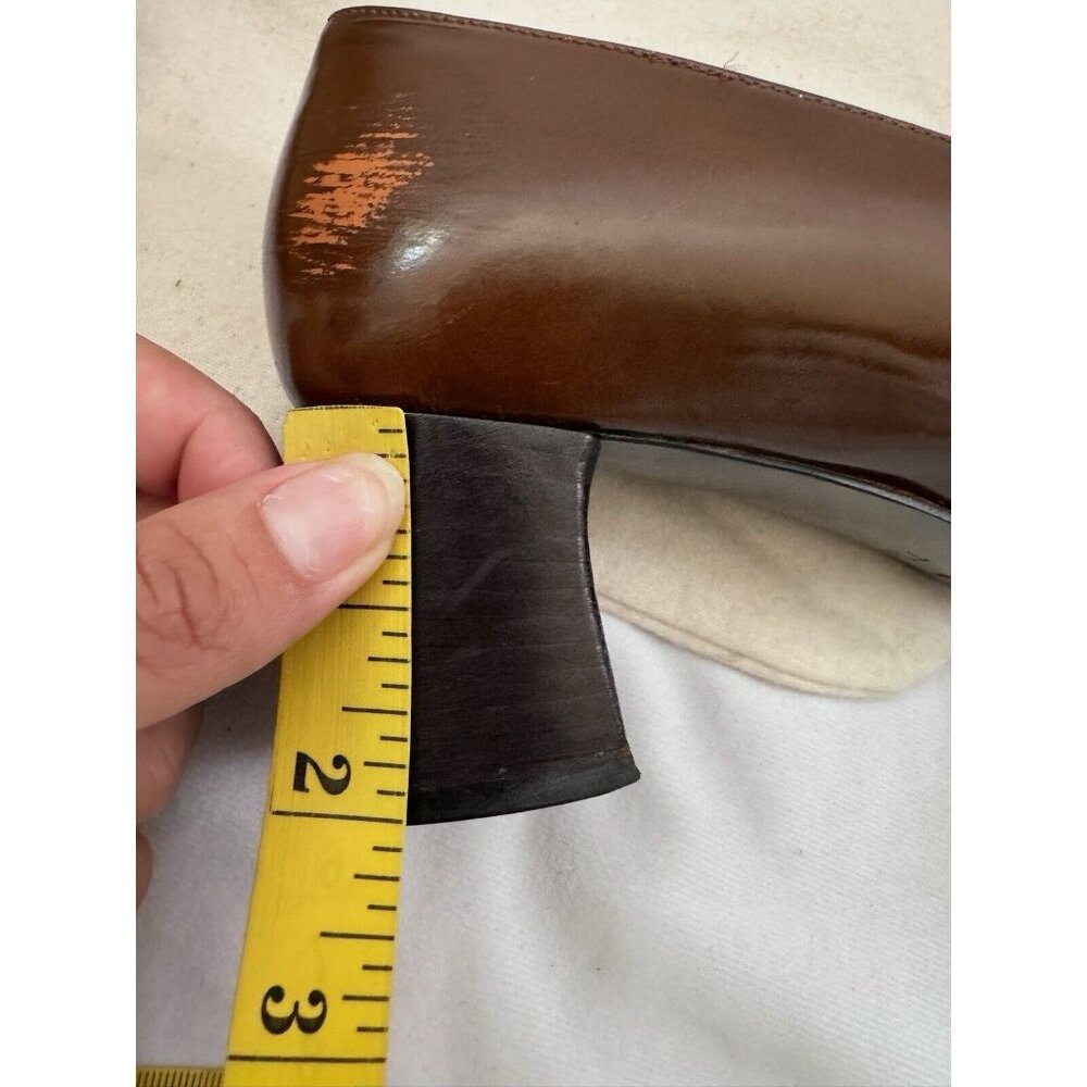 Gucci Shoes Vintage Brown Square Toe Leather Pump Size 7.5 - Picture 10 of 10